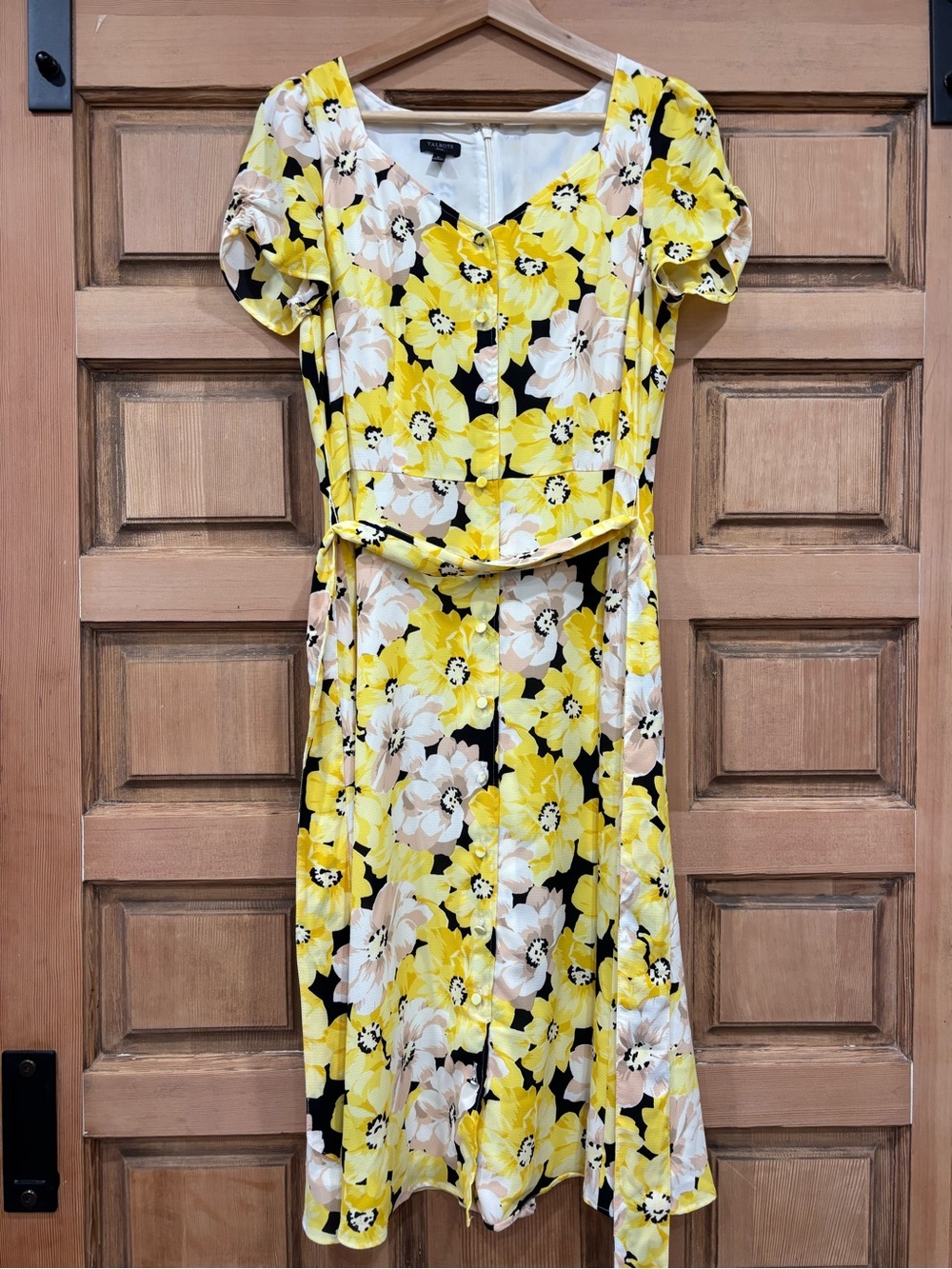 Talbots Yellow & Black Floral Midi Dress